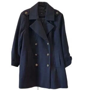 H&M Women's Navy Double-Breasted Pea Coat